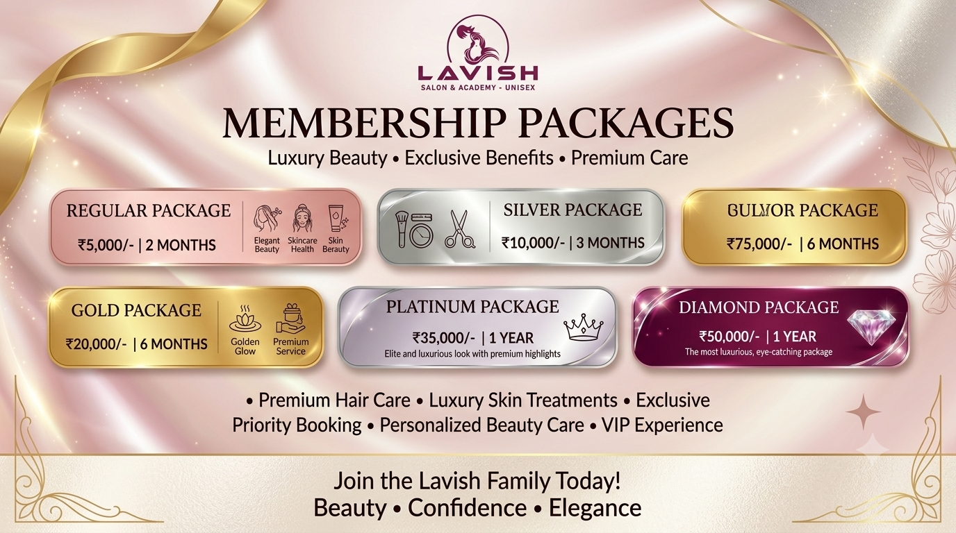Monthly memberships at Lavish Family Salon and Academy